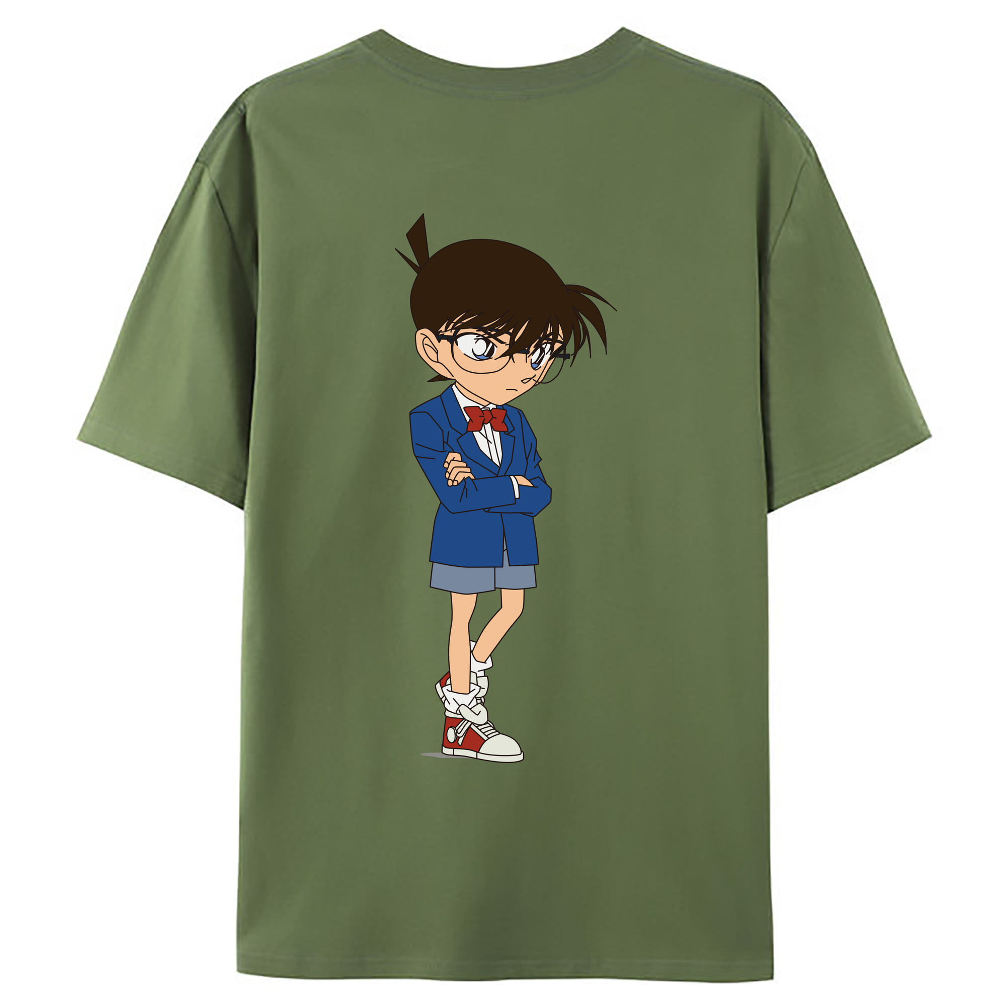 （画像用） 名探偵コナン 江戸川 コナン Detective Conan Conan Edogawa 綿100％ メンズ半袖Tシャツ（バックプリント） 通気性